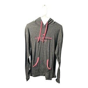 Lake George Women's Gray Long Sleeve Hoodie with Pink Accents